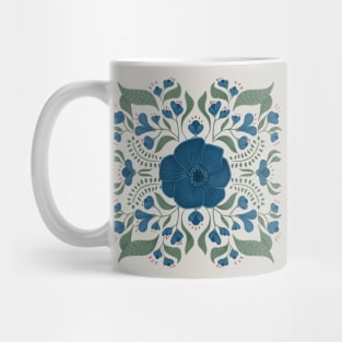 Blue Boho Symmetrical Floral Mug